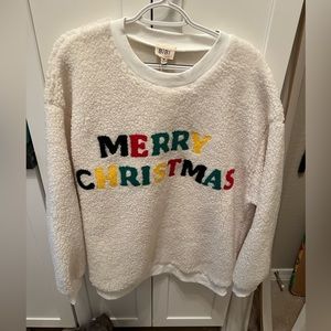 Seasons of snuggles Sherpa graphic pullover sweatshirt in ivory